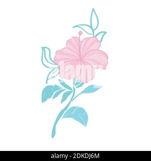 Éléments de fleurs tropicales. Collection de fleurs d'hibiscus sur fond blanc. Ensemble d'illustrations vectorielles. Illustration de Vecteur
