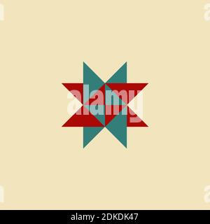 Étoile en rouge et vert sur fond crème. Design danois, moderne et propre. Illustration de Vecteur