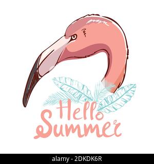 Mignon flamants roses, illustration vectorielle, imprimé été. Illustration de Vecteur