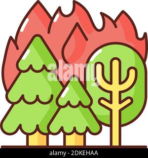 Icône de couleur RVB feux de forêt Illustration de Vecteur