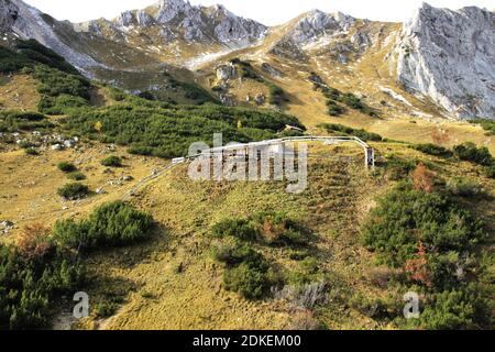 Europa, Österreich, Tirol, Leutasch, Leutasch Tal, Gaistal, Ludwig Ganghofer, Spätherbst, Indian Summer, Traumhaft, Herbst, Weg zum Steinern Hüttl (1925 mètres) Banque D'Images