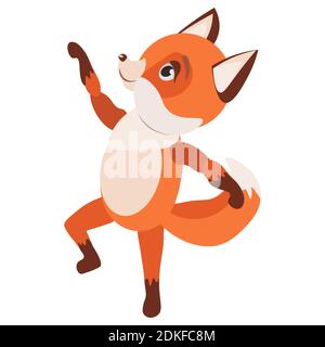 Le petit renard rouge est heureux de danser Illustration de Vecteur