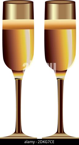 golden champagne cups celebration icon vector illustration design Stock Vector
