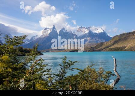 Lago Pehoe dans le parc national Torres del Paine, Patagonie, Chili, Amérique du Sud Banque D'Images