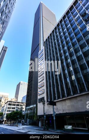 Los Angeles, California - Aug 26, 2020: AON Center in downtown Los Angeles, California. Stock Photo