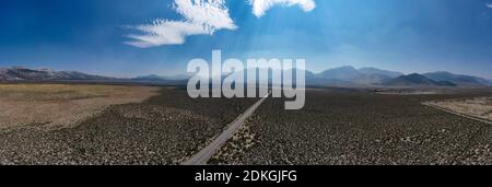 Aerial view of the dry desert landscape around Mono Lake in California. Stock Photo