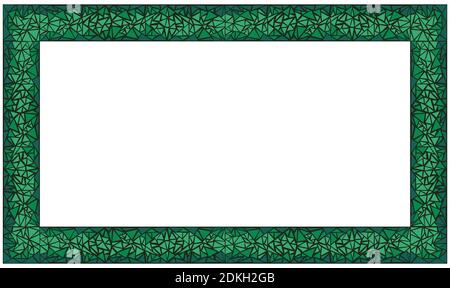 Cadre rectangulaire en mosaïque. Malachite vert. Illustration vectorielle isolée sur fond blanc. Illustration de Vecteur