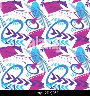 Motif abstrait sans couture avec formes simples courbées bleu et rouge violet. Arrière-plan d'art vectoriel. Couleurs CMJN Illustration de Vecteur