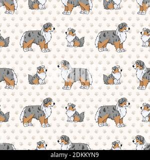 Mignon dessin animé Berger australien assis vecteur clipart. Race de chien de chenil pedigree pour l'entraînement d'obéissance. Chiot domestique de race pure pour l'exposition canine Illustration de Vecteur