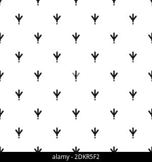 Motif abstrait sans couture avec sentier pour oiseaux. Illustration vectorielle. Empreintes d'oiseaux en noir et blanc. Illustration de Vecteur