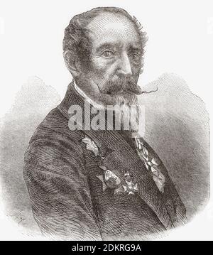 Horace Vernet. Nom complet Émile Jean-Horace Vernet, 1789 - 1863. Artiste français. Après une gravure dans The Illustrated London News, le 31 janvier 1863 d'une photographie de Nadar. Banque D'Images