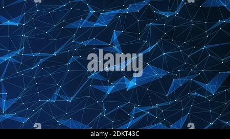 Abstrait belle ligne et points liés à des formes triangulaires. Arrière-plan abstrait, arrière-plan de la technologie numérique, 4k haute qualité, rendu 3D Banque D'Images