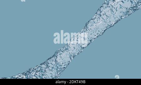 Beautiful Hyper realistic pure and fresh flowing water with nice environmental ambient light reflections and Isolated on sky blue color background, 4k Stock Photo