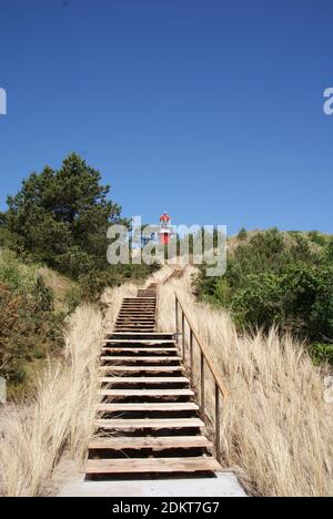 Escaliers en direction du phare de Vlieland, pays-Bas. Banque D'Images