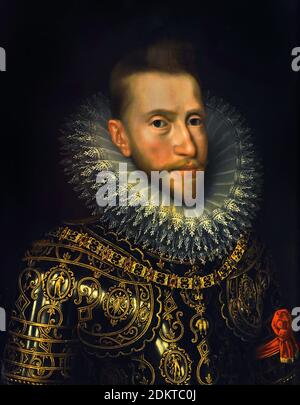 Archiduke Albrecht VII par atelier de Frans Pourbus II (1569-1622, (Albert VII 1559 - 1621) Archiduke d'Autriche pour quelques mois en 1619 et, conjointement avec son épouse, Isabella Clara Eugenia, souveraine des pays-Bas Habsbourg entre 1598 et 1621. Avant cela, il avait été cardinal, archevêque de Tolède, vice-roi du Portugal et gouverneur général des pays-Bas des Habsbourg. Pays-Bas Belgique, terres basses, Banque D'Images