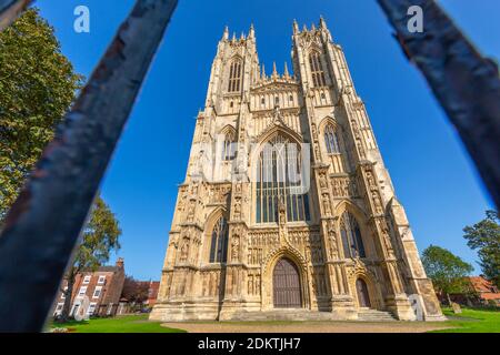 Vue de Beverley Minster par temps ensoleillé, Beverley, North Humberside, East Yorkshire, Angleterre, Royaume-Uni, Europe Banque D'Images