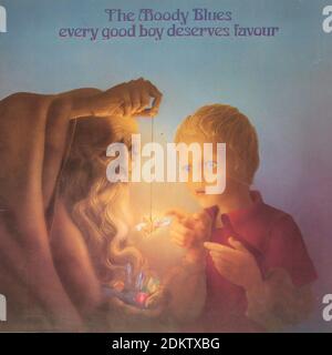 Moody Blues chaque bon garçon mérite la faveur - Vintage Vinyl Notez la couverture Banque D'Images