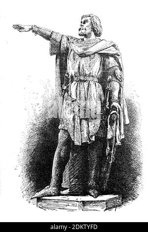 Jacob van Artevelde, c. 1290 - 24 juillet 1345, fut de facto régent de Flandre de 1340 à 1345 / Jacob van Artevelde, UM 1290 - 24. Juli 1345, war von 1340 bis 1345 faktisch Regent von Flandern, Historisch, historique, numérique reproduction améliorée d'un original du 19ème siècle / digitale Reproduktion einer Originalvorlage aus dem 19. Jahrhundert Banque D'Images