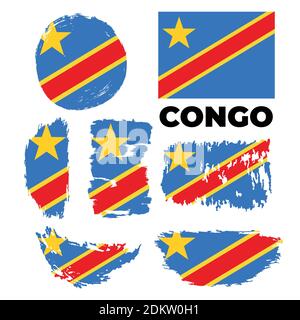 Grunge coup de pinceau avec le drapeau national de la République démocratique du Congo. Illustration de Vecteur