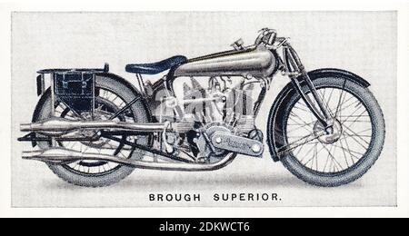 Antique cigarettes cards. 1920s. Lambert & Butler Cigarettes (series of Motorcycles). The SS80 (Super Sports), powered by J.A.P. or Matchless 1,000 cc Stock Photo