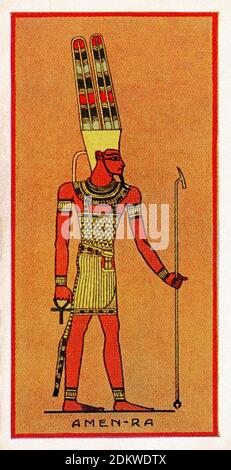 Cartes de cigarettes anciennes. Cigarettes Henly & Watkins (série Ancient Egyptian Gods). Amen-Ra, roi des dieux. 1924 Amun (également Amon, Ammon, Amen, ANC Banque D'Images