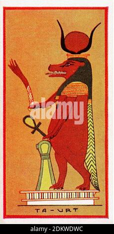 Cartes de cigarettes anciennes. Cigarettes Henly & Watkins (série Ancient Egyptian Gods). Taweret (Ta-Urt). 1924 dans l'ancienne religion égyptienne, Taweret (al Banque D'Images