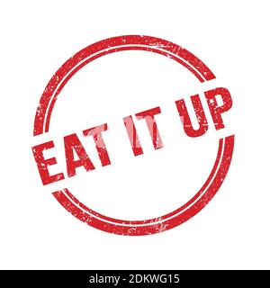 MANGEZ-LE TEXTE écrit sur le timbre rond rouge grungy vintage. Banque D'Images