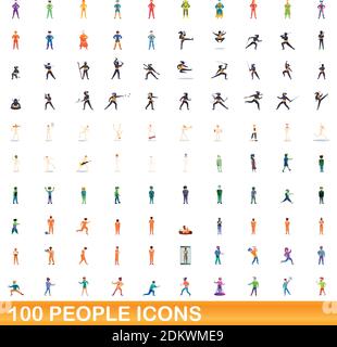 100 personnes icons set. Cartoon illustration de 100 personnes icônes vector set isolé sur fond blanc Illustration de Vecteur