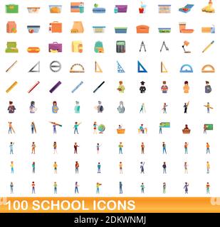 ensemble de 100 icônes d'école. Illustration de 100 icônes d'école ensemble de vecteur isolé sur fond blanc Illustration de Vecteur