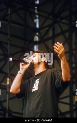 Meshuggah effectuant dans System of a down à la Leeds Festival 2001. Banque D'Images