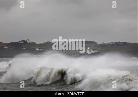 Roches point, Cork, Irlande. 16 décembre 2020. Des mers fortes ont frappé la côte sud pendant les conditions de tempête à roches point, Co. Cork, Irlande. - crédit; David Creedon / Alamy Live News Banque D'Images