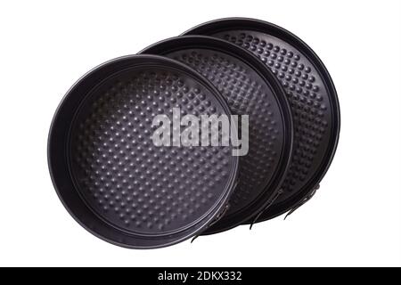 Ensemble de forme de gâteau noir isolé sur blanc Banque D'Images