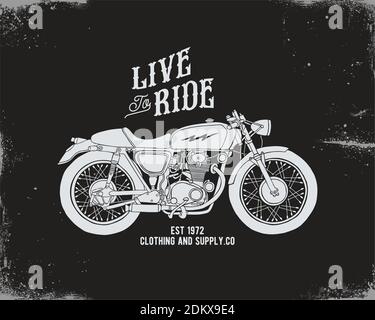 motifs vintage de t-shirt de moto Illustration de Vecteur