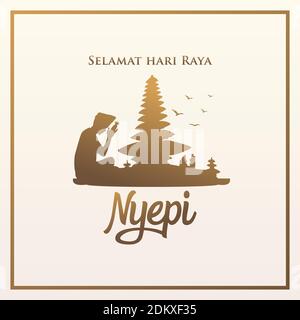 Selamat hari raya Nyepi. Traduction: Happy Day of Silence Nyepi. Convient aux cartes de vœux, affiches et bannières. Illustration de Vecteur