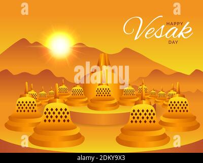Joyeux Vesak Day. Illustration vectorielle. Convient aux cartes de vœux, affiches et bannières Illustration de Vecteur