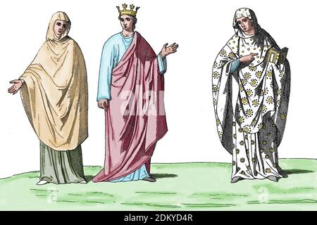 Angleterre. Période Anglo-Saxons. 9e-10e. Société. Princes et nobles. Gravure, 19e siècle. Banque D'Images