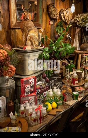 Royaume-Uni, Angleterre, Oxfordshire, Chipping Norton, Cattle Market, Mash maison, boutique de garde-manger et café exposition de Noël intérieure Banque D'Images