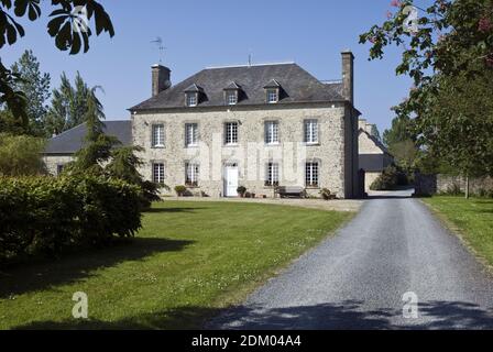 Hotel Le Grand Hard, a traditional Normandy farm chateau (now a hotel)  near Sainte-Marie-du-Mont and Utah Beach in Normandy, France. Stock Photo