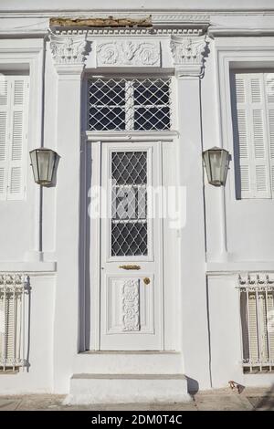 Entrée de maison grecque néoclassique à plaka Athènes grèce Banque D'Images