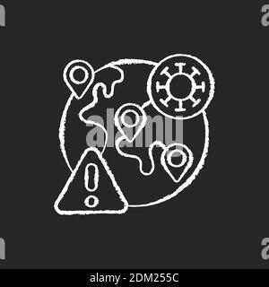 Icône blanche de la craie des maladies de masse sur fond noir Illustration de Vecteur