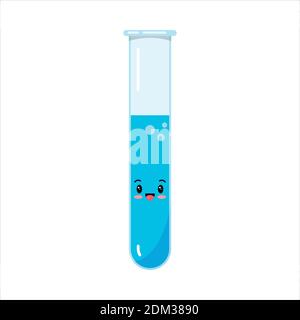 Tube à essai en verre de chimie chatter isolé sur fond blanc. Illustration de Vecteur