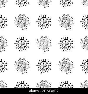 Schéma homogène des microbes du coronavirus. Coronavirus 2019-nCoV. Doodle simple Line éléments d'un concept médical. Microbe vectoriel modifiable. V Illustration de Vecteur