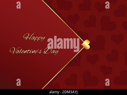 Cadre romantique avec or Happy Valentines Day Illustration de Vecteur