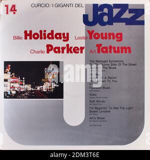 Billie Holiday, Lester Young, Charlie Parker, Art Tatum - I Giganti del Jazz, Curcio, vol.14 - Vintage vinyle album couverture Banque D'Images