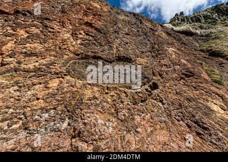 County Antrim, Northern Ireland, UK. 29th Apr, 2016. Footprint at the giant's Causeway, UNESCO World Heritage Site, on April 29, 2016 near Bushmills. Stock Photo