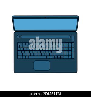 Ordinateur portable sur fond blanc. Vue de dessus du clavier de l'ordinateur. Illustration vectorielle isolée. Illustration de Vecteur
