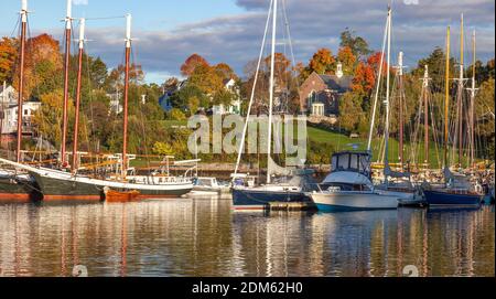 Matin d'automne dans le port de Camden, Camden Maine, États-Unis Banque D'Images