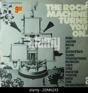 La machine à roche vous allume. -Bob Dylan,Leonard Cohen, Moby Grape, Spirit, États-Unis d'Amérique, The Zombies, The Peanut Butter Conspiracy, Blood Sweat & Tears, The Byrd - Vintage vinyle album cover Banque D'Images