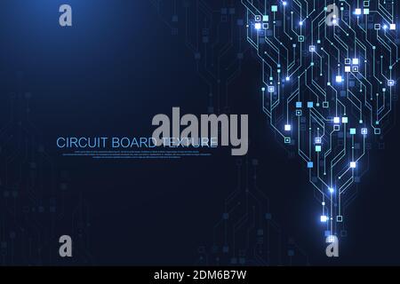 Arrière-plan de conception de carte de circuit imprimé. Résumé de la technologie de carte de circuit imprimé de communication avec système de connexion de données numériques de haute technologie. Résumé Illustration de Vecteur