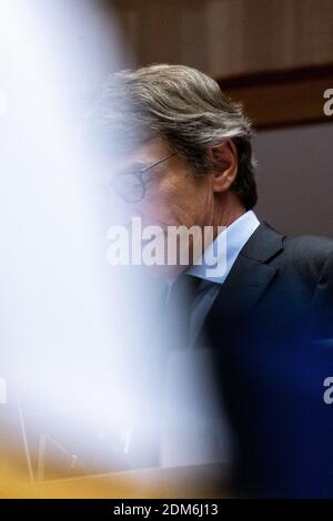 Reportage au Parlement européen a Bruxelles auprès des deputes europeens. Cours de David Maria SASSOLI, président du Parlement européen. Signaler à Banque D'Images